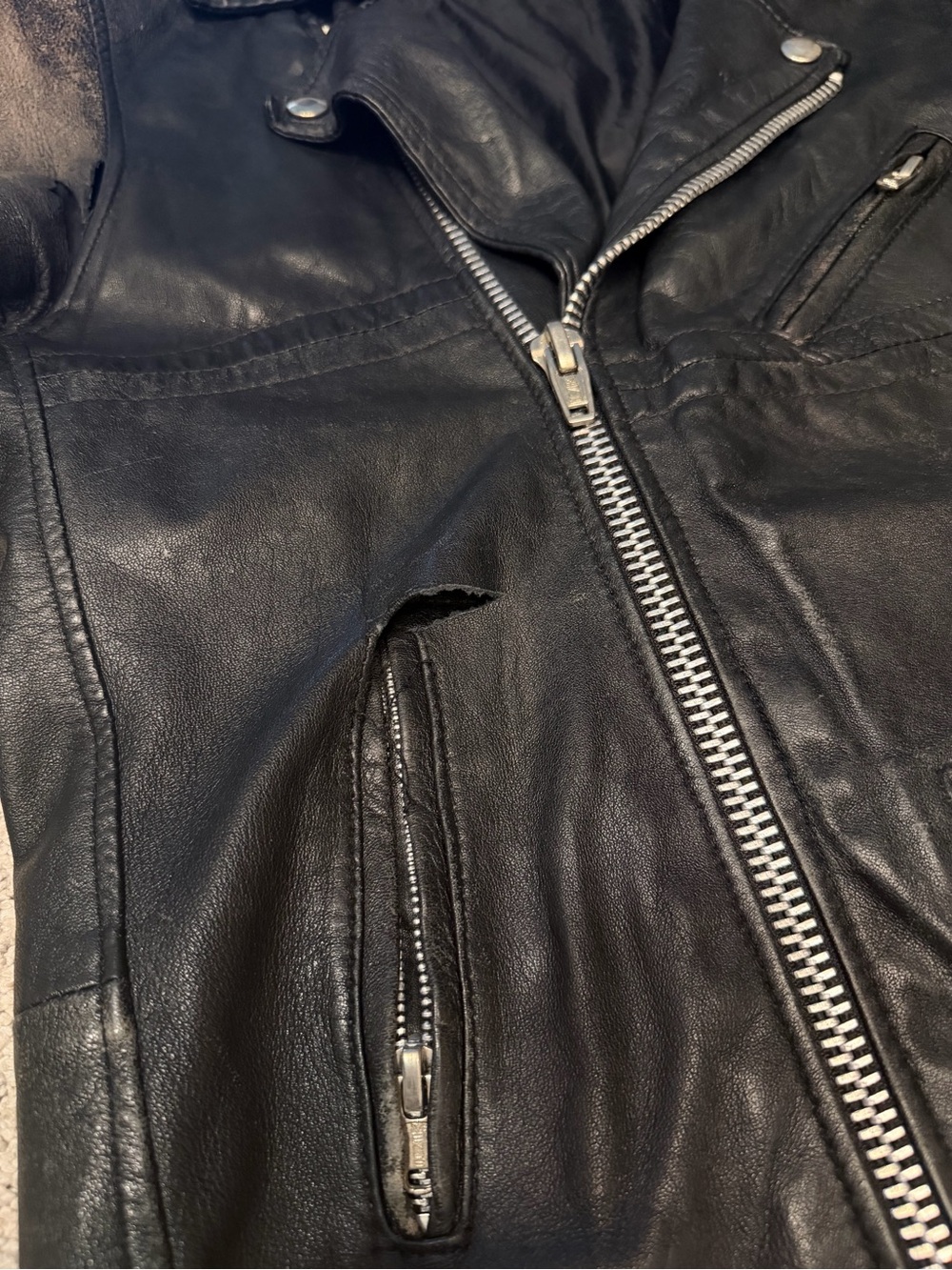 Vintage Pele Che Coco Black Leather Moto Jacket - Women’s Small - Picture 3 of 7